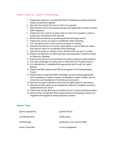 Chapter Objectives: Chapter 20 Biotechnology