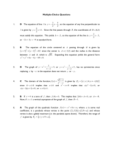 Multiple-Choice Questions 1. D The equation of line is , so the