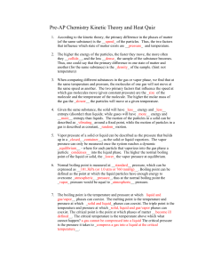 Pre-AP Chemistry Kinetic Theory and Heat Quiz