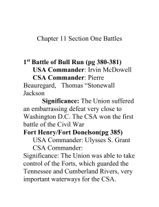 Chapter 11 Section One Battles