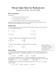 Physics Study Sheet for Math pre-test