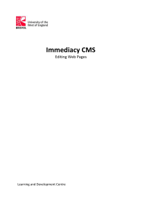 Immediacy CMS Editing Web Pages Learning and Development