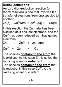 OXIDATION - REDUCTION