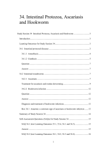 Study Session 34 Intestinal Protozoa, Ascariasis and Hookworm