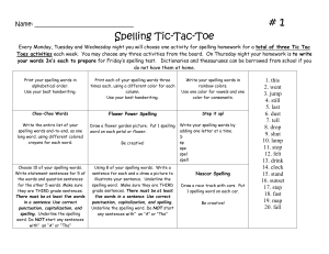 Spelling Tic-Tac-Toe - Palisades School District