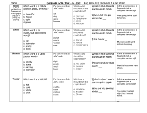 Name Language Arts / Five – A – Day