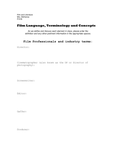 Film Language, Terminology and Concepts