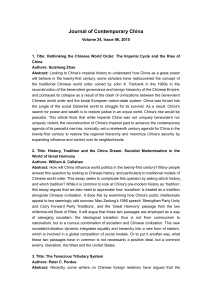Journal of Contemporary China Volume 24, Issue 96, 2015 1. Title