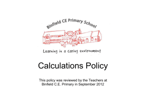 MATHS – Calculations policy - Binfield Church of England Primary