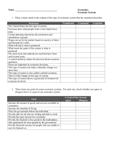 Economic Systems Worksheet