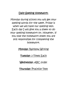 Daily Spelling Homework: