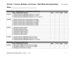 U1 Factors, Mulitples, and Arrays MW Rec Sheets