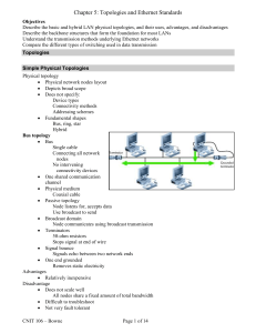Ch 5: Topologies and Ethernet Standards