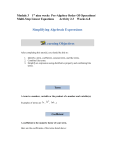 Module 2 Pre-Algebra Activities Weeks