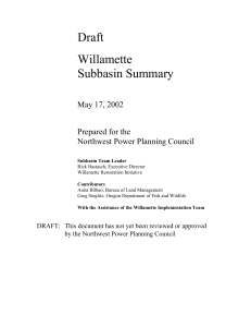 Willamette Subbasin Summary