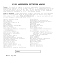 RILEY ANESTHESIA PROCEDURE MANUAL