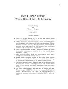 How FIRPTA Reform Would Benefit the U.S. Economy