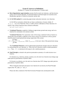 Exam #2 Answers to Definitions (Problem #1)