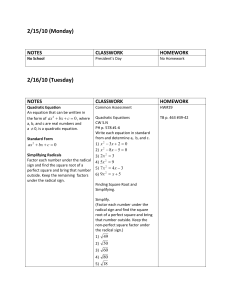 2/15/10 (Monday) NOTES CLASSWORK HOMEWORK No School