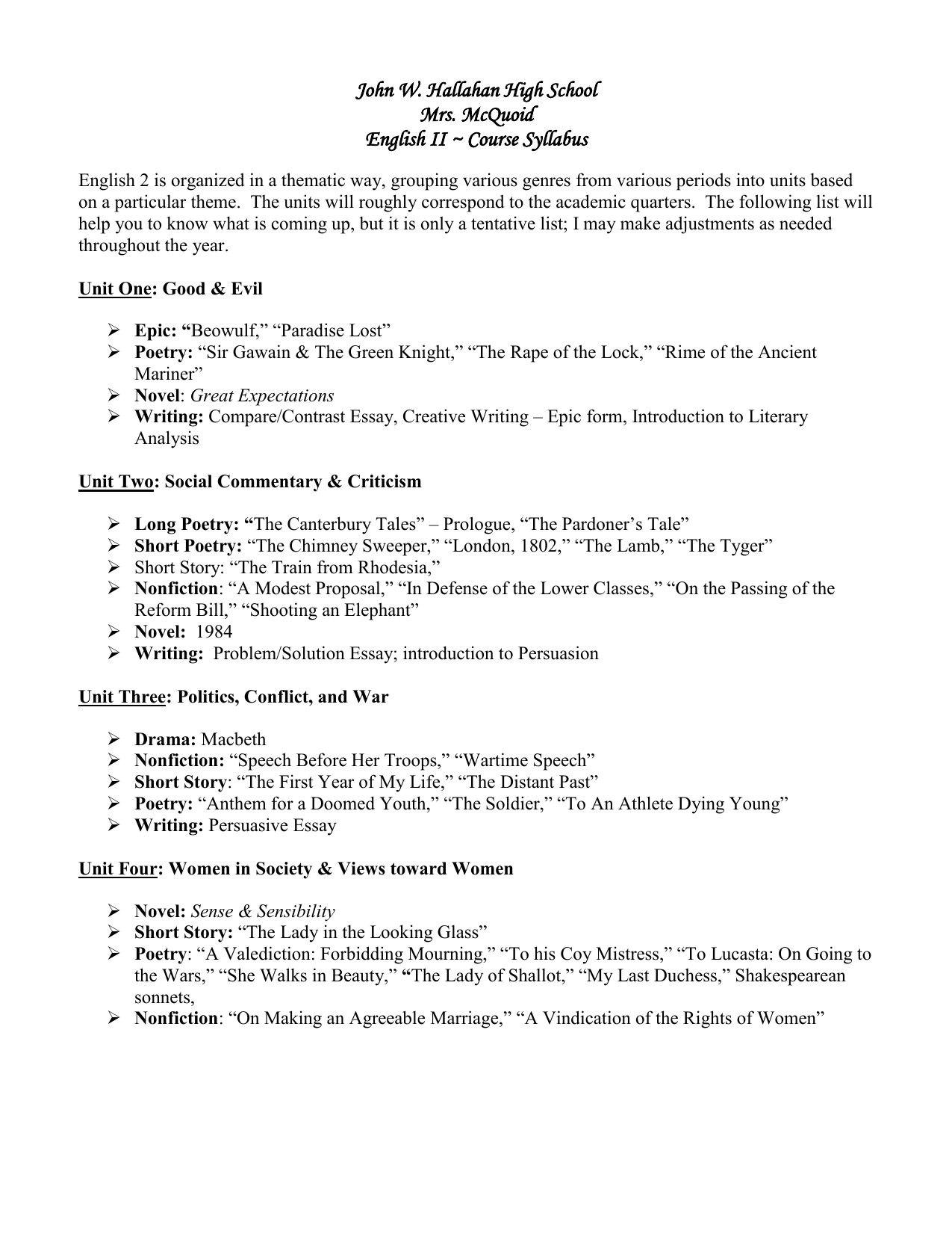 intro to creative writing syllabus