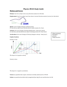 Physics MCAS Study Guide Motion and Forces Distance