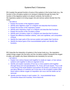 SystemsTest 2 Outcomes B3.4 explain the general function of some