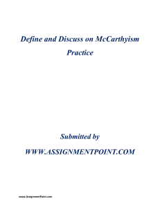 Define and Discuss on McCarthyism Practice Submitted by WWW