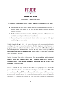 PRESS RELEASE According to a new FRIDE report Transitional