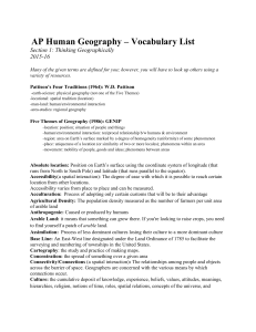 AP Human Geography – Vocabulary List Section 1: Thinking