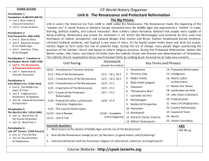 Unit 6: The Renaissance and Protestant Reformation