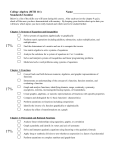 College Algebra (MTH 111) Name: Standards Checklist Below is a