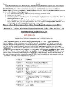 Name: Period: DBQ Rotation Game: How did the Roman Republic