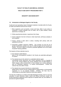 BIOLOGICAL SAFETY - University of Surrey