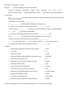 Study Guide – Earthquake / Volcano