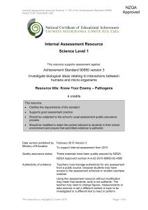 Level 1 Science internal assessment resource