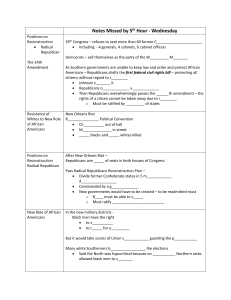 Notes Missed by 5th Hour - Wednesday Positions on Reconstruction