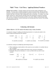 Math 7 Notes – Unit Three: Applying Rational Numbers Strategy