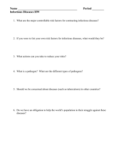 Infectious Diseases HW - WESTLAKE HEALTH AND PE