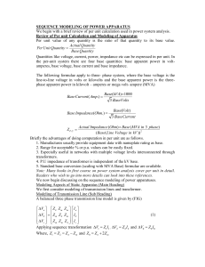 Per unit Calculation and Modeling of Apparatus