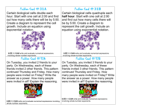 Problem Card #31A Certain biological cells double each hour. Start