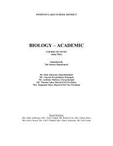 Academic Biology - Pompton Lakes School District