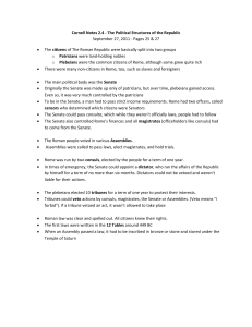 Cornell Notes 2-4 The Political Structures of the Republic