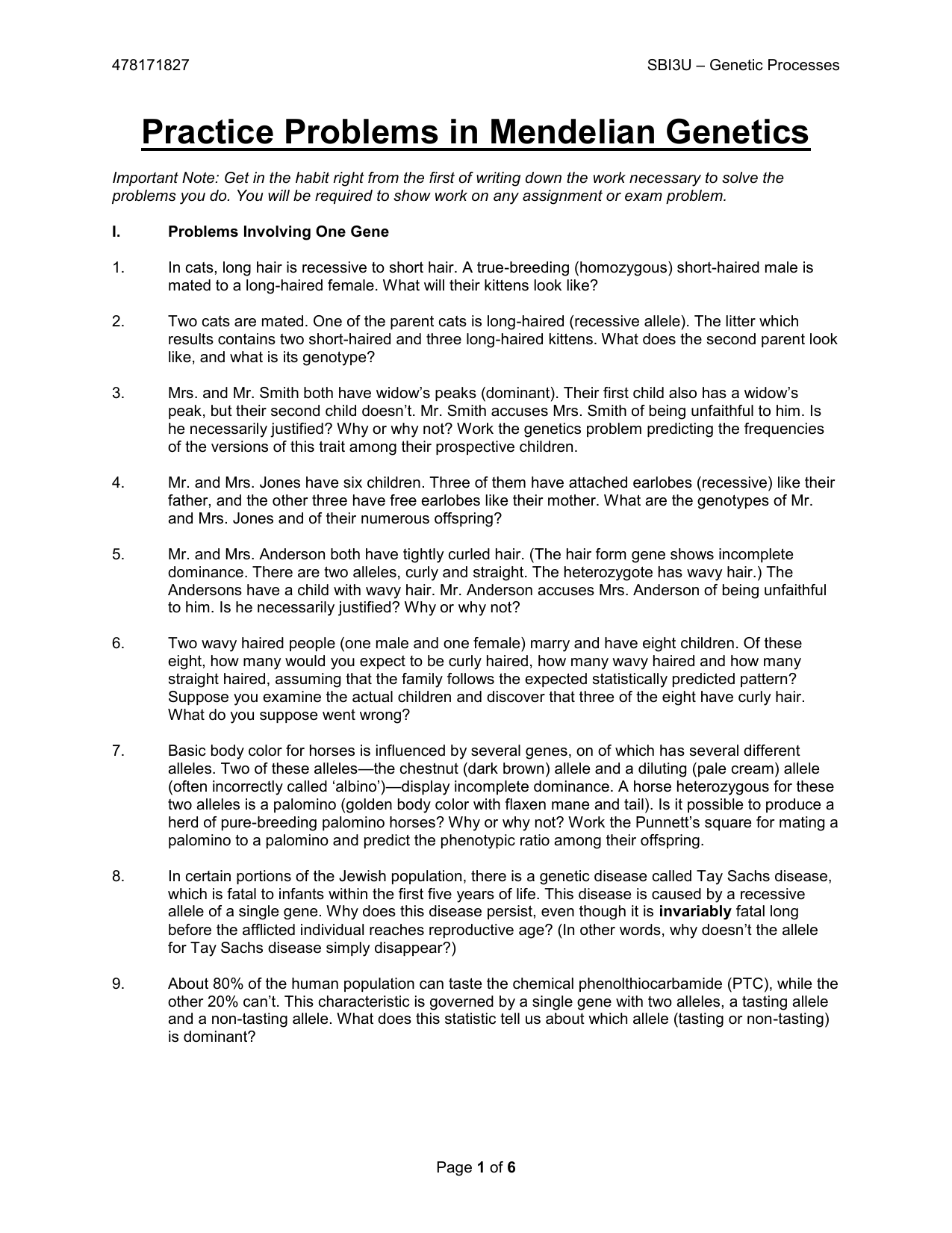 Practice Problems Crosses