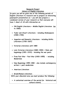 Research Project History of English Literature In pairs you will be