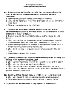 Ancient Civilizations Review Essential Questions for Q2 Benchmark