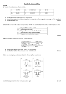 Topic 9 HW – Metals and Alloys PART A 1. The grid shows the