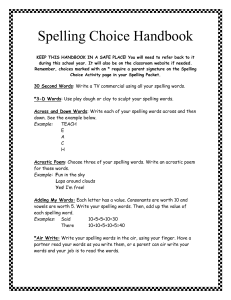 Spelling Choice Handbook KEEP THIS HANDBOOK IN A SAFE