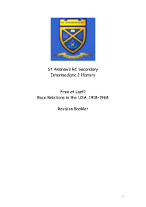 St Andrew`s RC Secondary Intermediate 2 History Free at Last