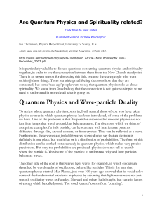 Are Quantum Physics and Spirituality related