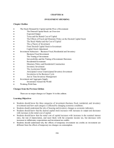 CHAPTER 16 INVESTMENT SPENDING Chapter Outline The Stock